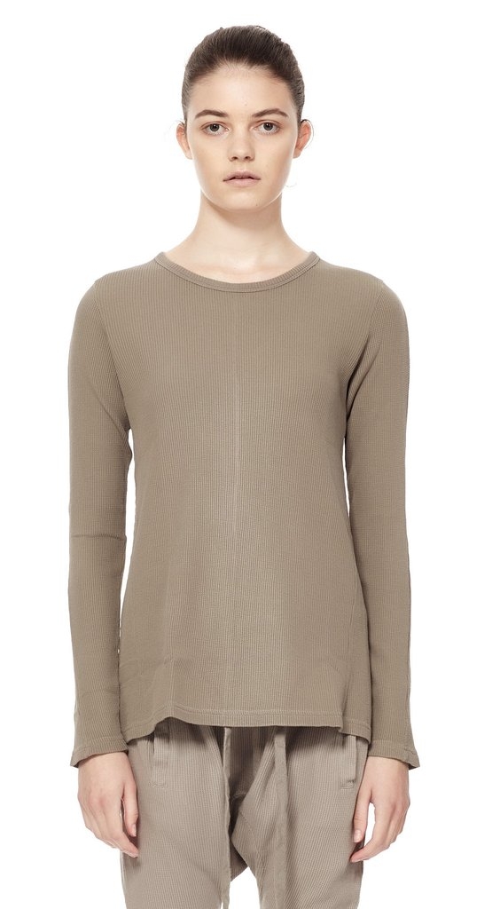 olive waffle basic tee